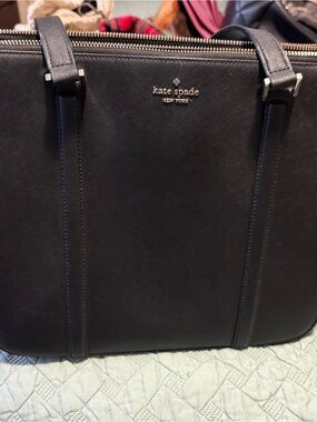 kate spade Black Saffiano Leather Structured Tote